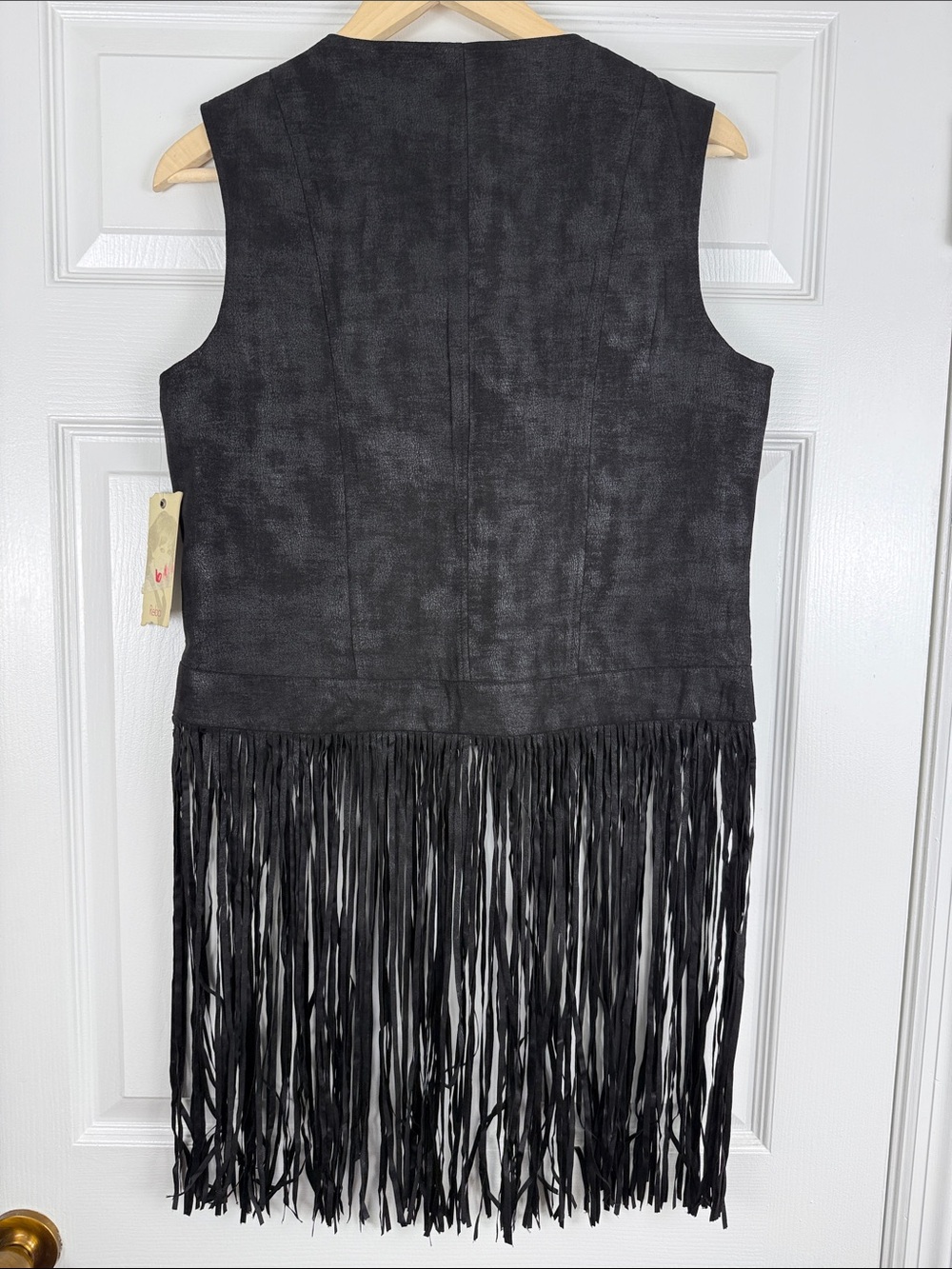 NWT Reba Black Embossed Studded Fringe Swing Western Cowgirl Vest Medium - Picture 5 of 8